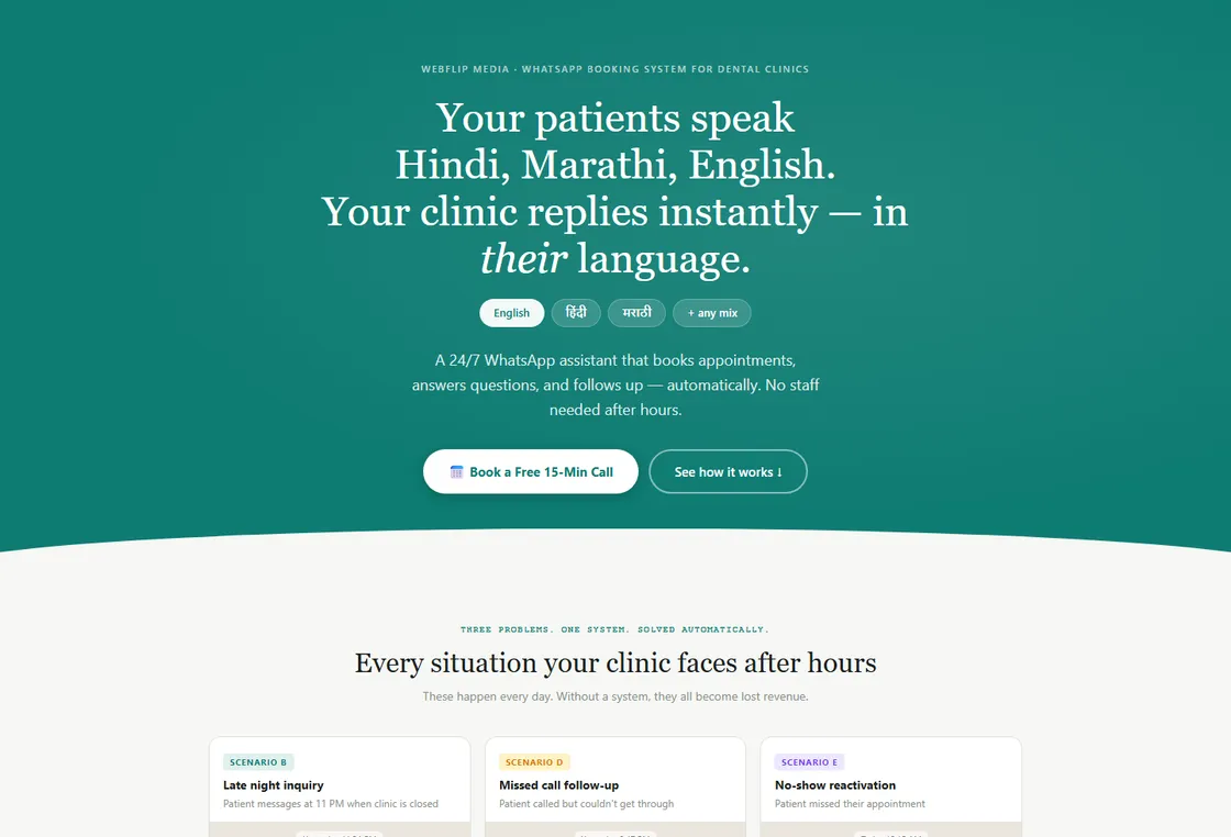 Clinic demo page — a landing page built by Webflip Media