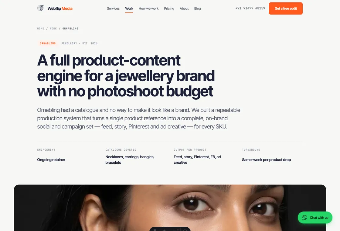 Case study template — a website page built by Webflip Media